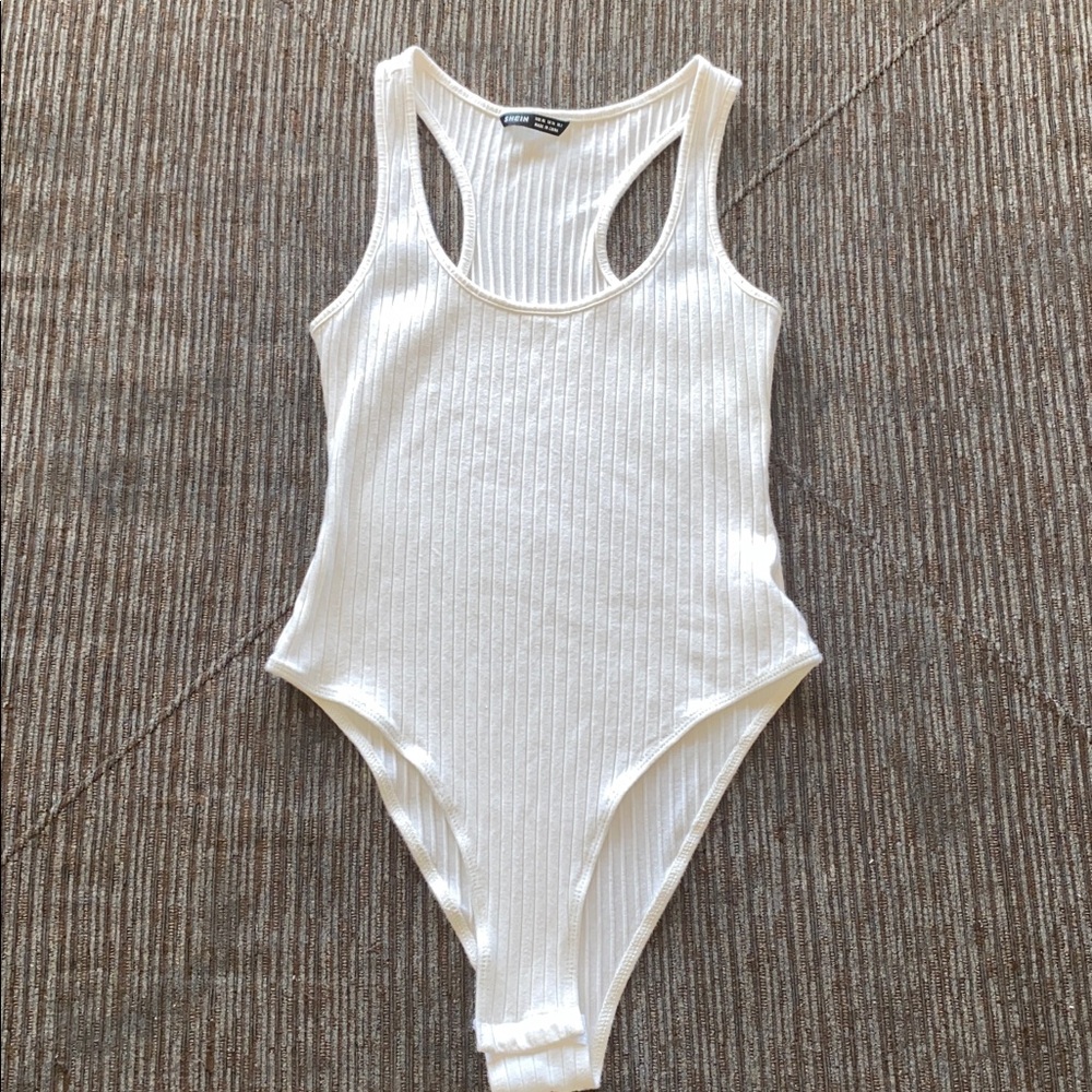 White Ribbed Bodysuit